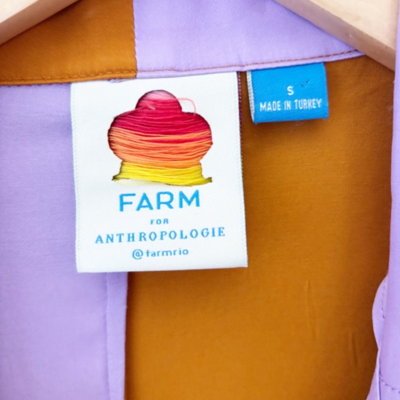 FARM Rio Colorblock Puffed Sleeve button down top Size Small EUC - Picture 8 of 11